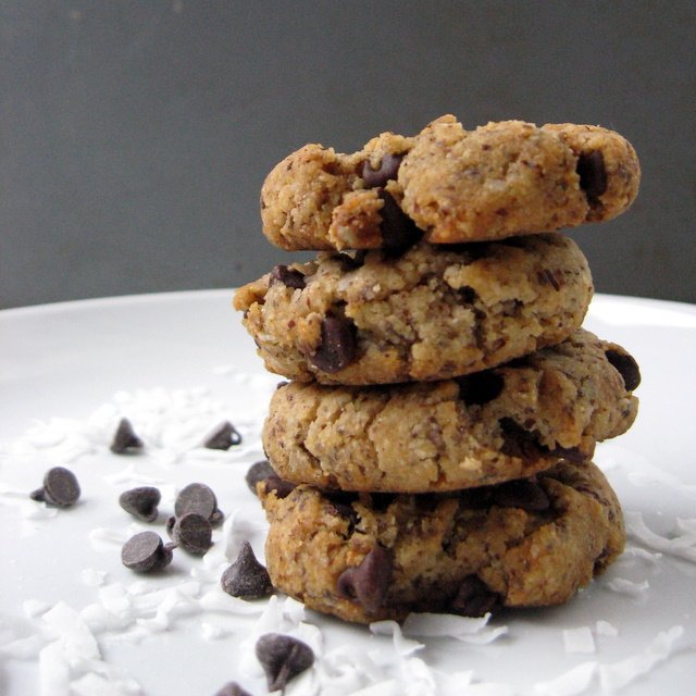 Coconut Butter Cookies with mini chocolate chips